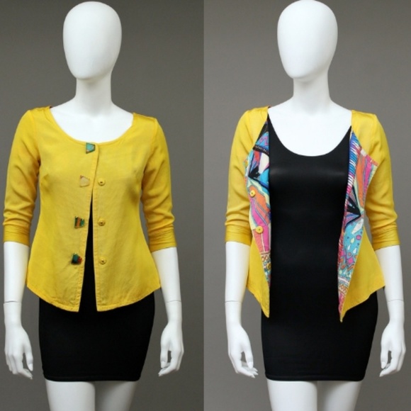 VINTAGE EMILIO PUCCI ABSTRACT LUCITE GEOMETRIC BUTTONS SPRING JACKET - Picture 2 of 8